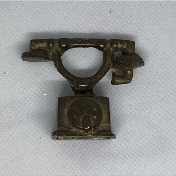 Brass Phone Dollhouse Furniture French Style decorative miniature 1.5 Inch Vntg - Picture 4 of 4